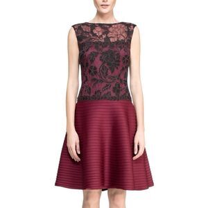 Tadashi Shoji Yumi Burgundy Lace Sleeveless Dress Size 10